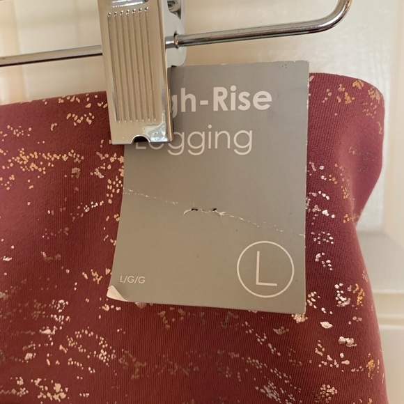 NWT Forever 21 wide band pink metallic leggings. Size Large. - Picture 6 of 13